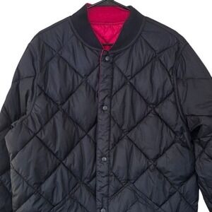 Calvin Klein Reversible Quilted Bomber Jacket Black Red CM251940 Mens Large NWT